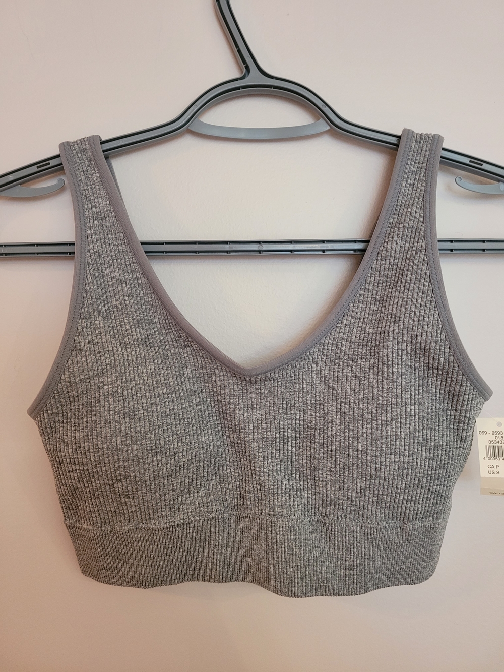 Aerie Ribbed V-Neck Bralette - Gray